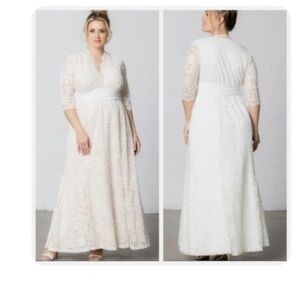Kiyonna Dress Wedding Gown 3X Amour Lace Ivory White Full Length Elegant Bride